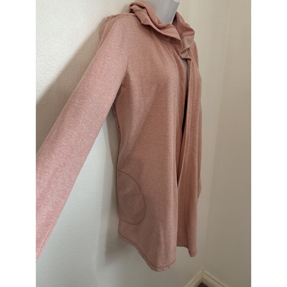 Evy's Tree Elevated Hoodie Cardigan Pink Women’s L Tunic Hooded Mixed Media EUC - Picture 2 of 8